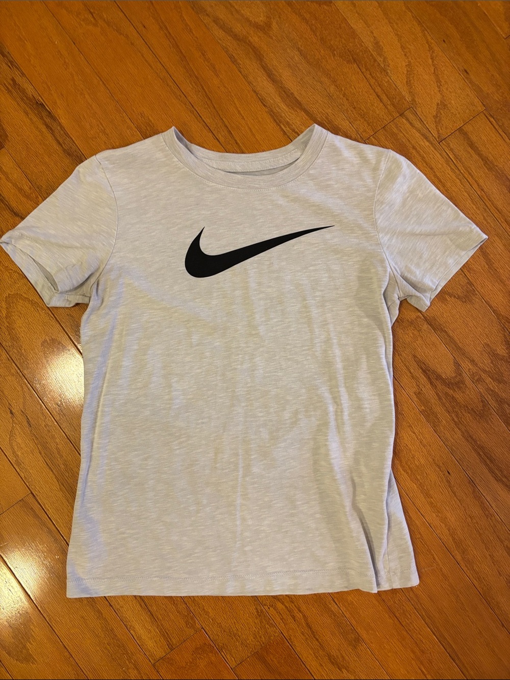 Nike. Light Gray Short Sleeve Tee with Black Swoosh XS